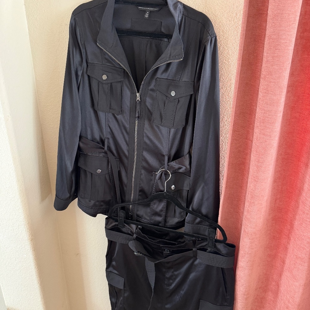 White House Black Market Women’s Belted Satin Utility Jacket & Skirt Set 18 - Picture 5 of 12